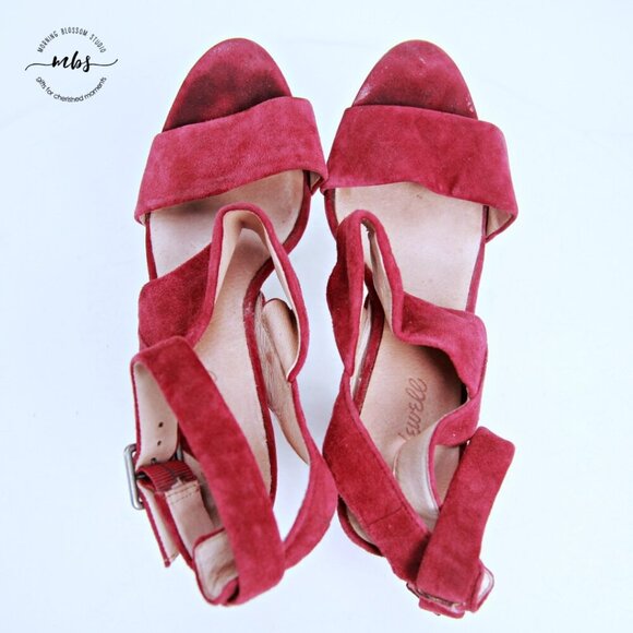 Madewell Octavia Leather Ankle Strap Heeled Sandals Red Women 9 - Picture 11 of 16